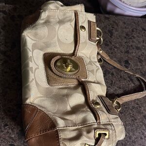 Elegant Tan and Brown Vintage Women's Coach Bag